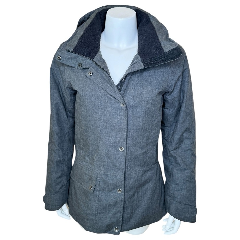 Nau Down Jacket S Hooded Insulated Waterproof Zip Snap Gray - Picture 4 of 13